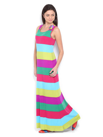 Avirate Multi-Coloured Striped Maxi Dress