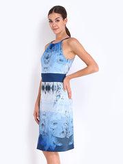 Avirate Blue Printed Tailored Dress