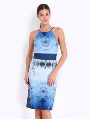 Avirate Blue Printed Tailored Dress