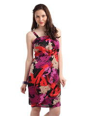 Avirate Women Purple &amp; Multicolour Printed Sheath Dress