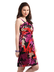 Avirate Women Purple &amp; Multicolour Printed Sheath Dress