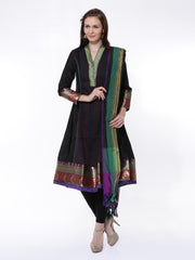 BIBA Women Black Anarkali Churidar Kurta with Dupatta
