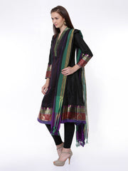 BIBA Women Black Anarkali Churidar Kurta with Dupatta