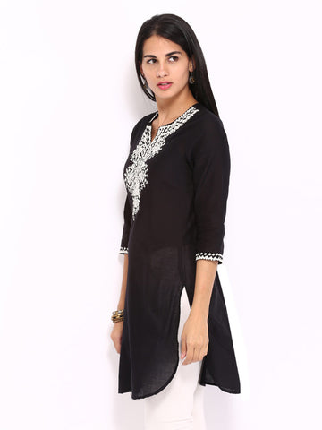 BIBA Women Black Embroidered Kurta