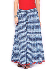 BIBA Women Blue &amp; White Printed Palazzo Pants