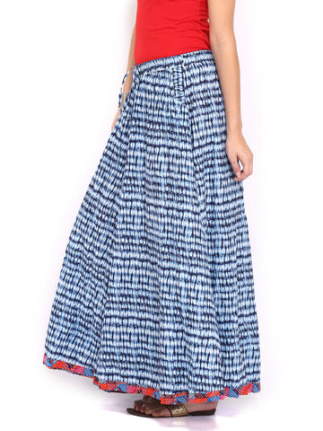 BIBA Women Blue &amp; White Printed Palazzo Pants