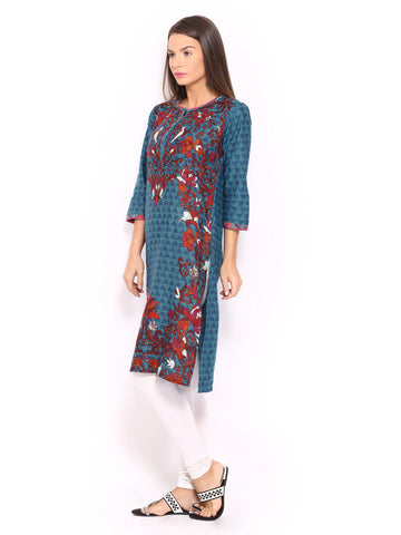 BIBA Women Blue Printed Kurta