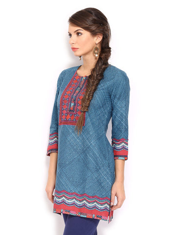 BIBA Women Blue Printed Kurta