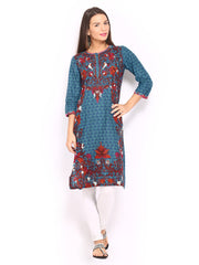 BIBA Women Blue Printed Kurta