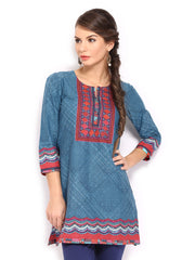 BIBA Women Blue Printed Kurta
