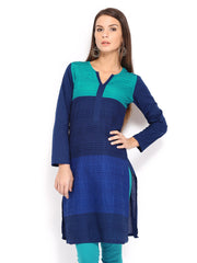 BIBA Women Blue Tucked Kurta
