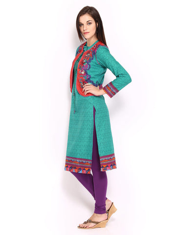 BIBA Women Blue Printed Kurta