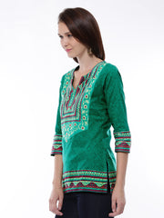 BIBA Women Green Printed Kurti