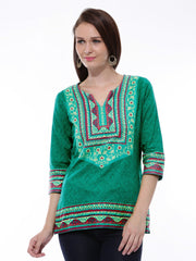 BIBA Women Green Printed Kurti