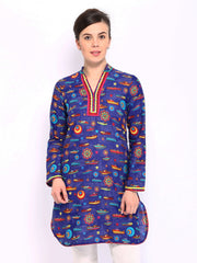 BIBA Women Navy Printed Kurta