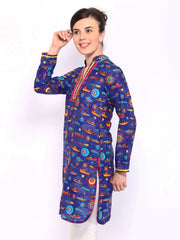 BIBA Women Navy Printed Kurta