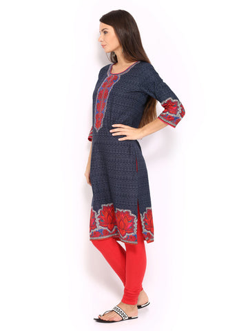 BIBA Women Navy Printed Kurta
