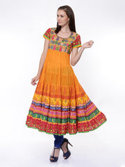 BIBA Women Orange Printed Anarkali Kurta