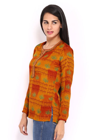 BIBA Women Orange Printed Kurti