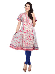 BIBA Women Pink &amp; Blue Floral Print Kurta