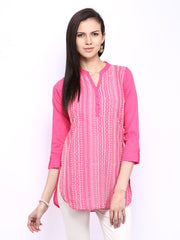 BIBA Women Pink Embroidered Kurti