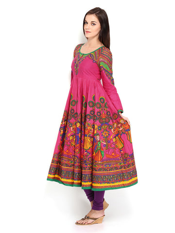 BIBA Women Pink Printed Anarkali Kurta
