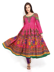 BIBA Women Pink Printed Anarkali Kurta