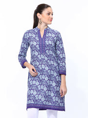 BIBA Women Purple Floral Print Kurta