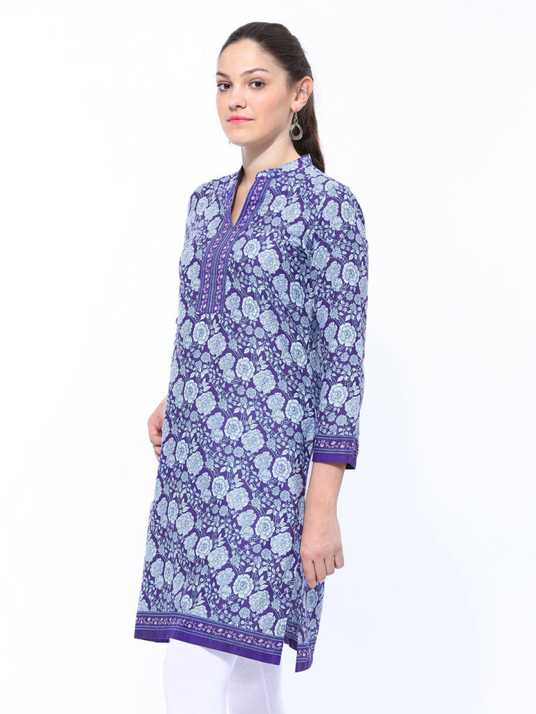 BIBA Women Purple Floral Print Kurta