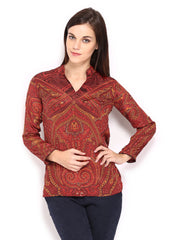 BIBA Women Red &amp; Maroon Printed Kurti