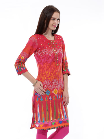 BIBA Women Red Printed Kurta