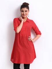 BIBA Women Red Embroidered Kurta