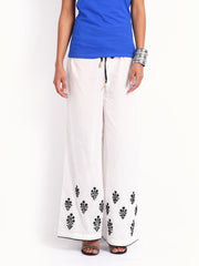 BIBA Women White Embroidered Palazzo Pants