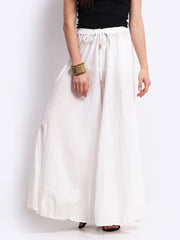 BIBA Women White Farshi Trousers