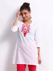 BIBA Women White Embroidered Kurta