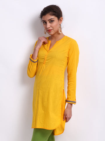 BIBA Women Yellow Kurta
