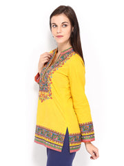 BIBA Women Yellow Printed Kurti