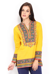 BIBA Women Yellow Printed Kurti