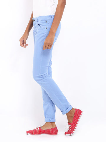Being Human Clothing Women Blue Slim Fit Chino Trousers