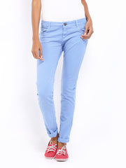 Being Human Clothing Women Blue Slim Fit Chino Trousers