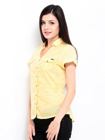 Being Human Clothing Women Yellow Casual Shirt