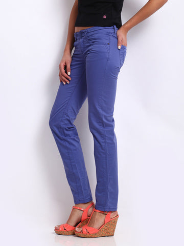Being Human Clothing Women Blue Slim Fit Chino Trousers