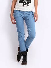 Being Human Clothing Women Blue Slim Fit Chinos