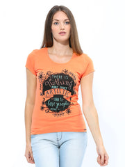 Being Human Women Orange Printed T-shirt