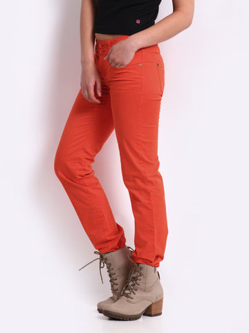 Being Human Clothing Women Orange Slim Fit Chino Trousers