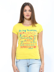 Being Human Women Yellow Printed T-shirt