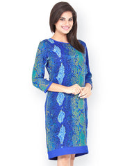 Bella Rosa Blue Printed Shift Dress