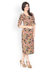 Bella Rosa Black Printed Midi Dress