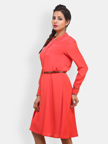Bella Rosa Coral Fit &amp; Flare Dress