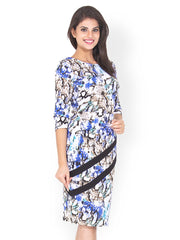 Bella Rosa Blue Printed Bodycon Dress